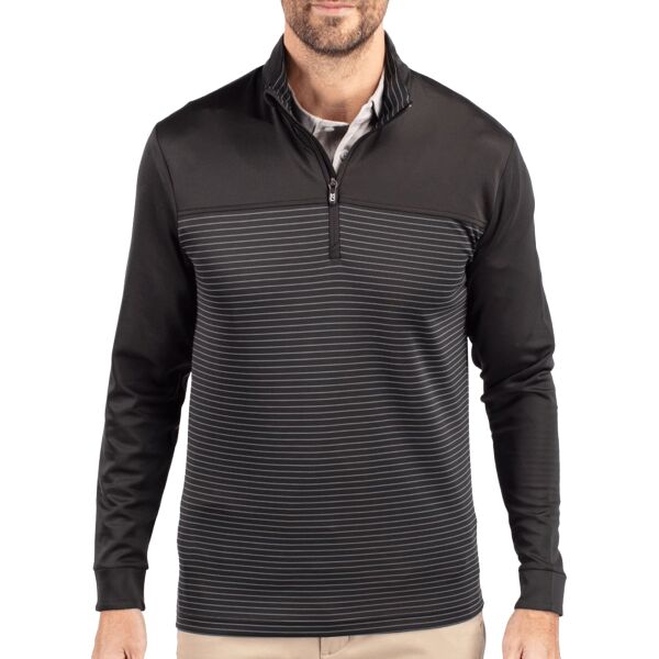 Cutter & Buck Traverse Stripe Stretch Quarter Zip Mens Big and Tall Pullover Thumbnail