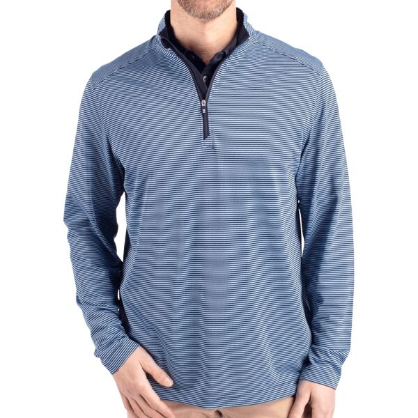 Cutter & Buck Virtue Eco Pique Micro Stripe Recycled Mens Big & Tall Quarter Zip Thumbnail