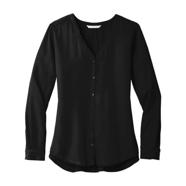 Port Authority Ladies Long Sleeve Button Front Blouse Thumbnail