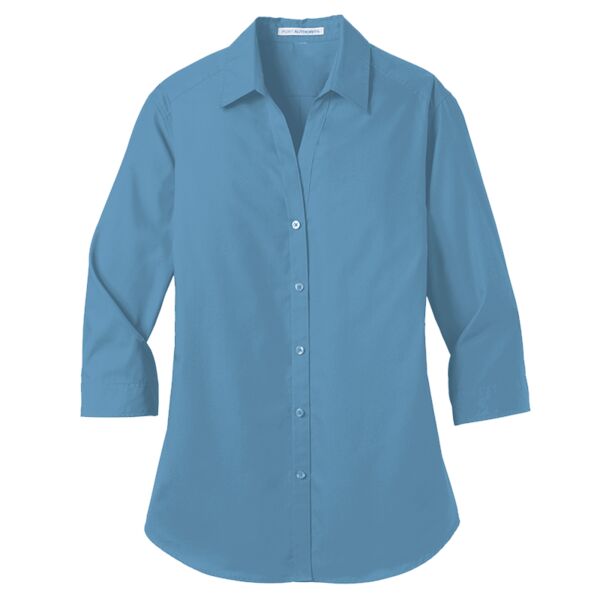 Port Authority Ladies 3/4 Sleeve Carefree Poplin Shirt Thumbnail